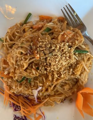 Pad Thai with vegetables (order without egg)  at Siam House in Bloomington