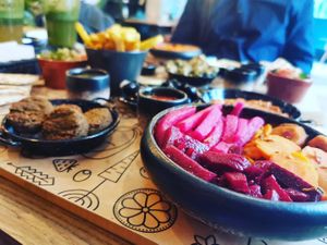 Pickled vegetables and falafel at Tel Aviv Urban Food in Lodz