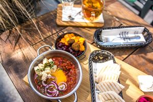 Huge choice of vegan breakfasts served until noon during the week and until 2 pm during weekends.  at Tel Aviv Urban Food in Lodz