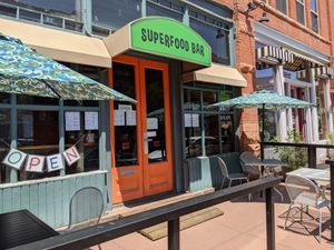 Not very much street parking on a busy afternoon, but there is a loading zone out front. at Superfood Bar in Denver