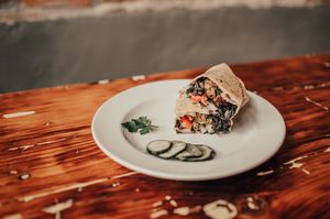 Falafel Wrap
-featuring our new Lentil Cake Balls. This wrap comes with cucumbers, onions, tomatoes, dill, fresh greens, parsley, and a special tahini/sunflower seed sauce! at Superfood Bar in Denver