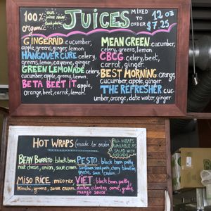 Menu board at Superfood Bar in Denver