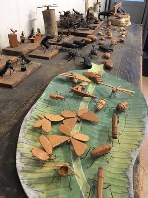 Gorgeous hand crafted wooden bugs.  at Cafe Bonte in Tanabe