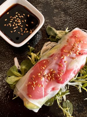 Vegan spring roll  at Le Caillau in Vire-sur-lot