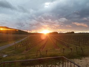 Sunset from the restaurant at Le Caillau in Vire-sur-lot