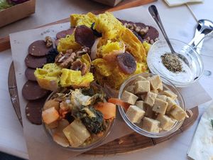 Cheese and meat board. Yes it's vegan at Kucha in Ljubljana