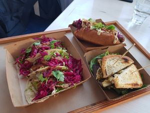 Corn tortillas. Sandwiches. Hot dog. All good at Kucha in Ljubljana