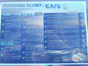 menu at Freediving Planet  in Moalboal