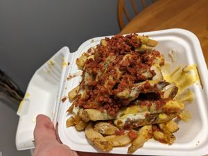 Bacon cheese fries at V Food Spot in London