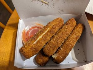 Mozzarella sticks at V Food Spot in London