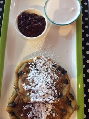 Blueberry Pancakes  at Festivus Cafe in Launceston