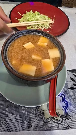 Miso soup with silk topu at Lapamaki in Porto