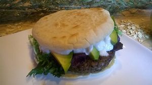 Veg burger with avocado. at Fast Vegan in Castelo Branco