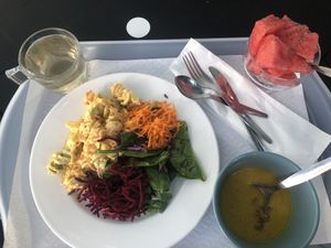 Yummy menu of the day, great value at just €7 for soup, main dish, dessert and herbal tea. Right next to a parking lot so easily accessible. Lovely staff, great service. Obrigada at Fast Vegan in Castelo Branco