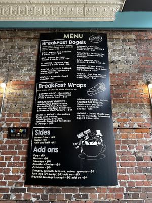 Their menu  at Rustic Cosmo Cafe in Toronto