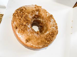 Biscoff doughnut  at V Is For Veggies in Plymouth