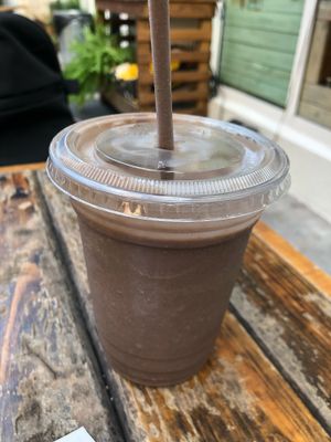 “Brazilian Beauty” smoothie - açaí, banana and almond milk. SO good!  at Miami Fresh Cafe in Miami