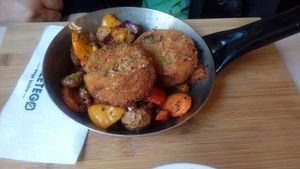 Lentil burgers at Takzetego Wege Bistro in Lodz