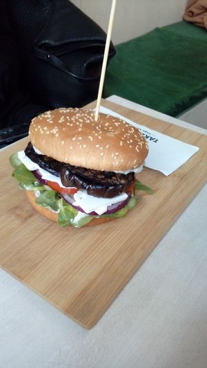 Greek burger at Takzetego Wege Bistro in Lodz