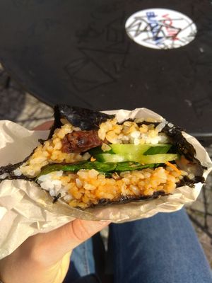 With tempeh at Onigirazu in Prague