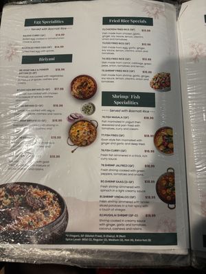 Menu page 4  at Everest Cuisine in Worthington