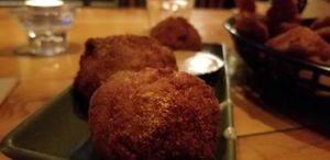 Vegan nacho cheese balls at Bakers Lane in Launceston