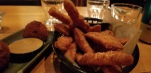 Eggplant fritters at Bakers Lane in Launceston
