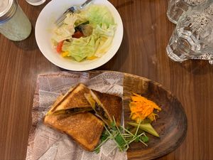 Ratatouille toasted sandwich and salad at Roo Cafe & Bar in Tokyo