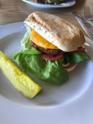 Bacon cheese burger on sourdough  at Love Cafe  in Oakhurst