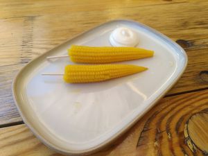 Appetizer (corn with aioli) at Achterwerk in Groningen