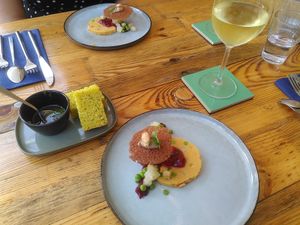 Second course (with another white wine) at Achterwerk in Groningen