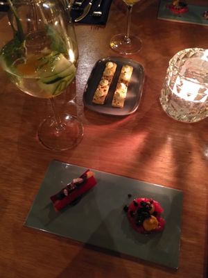 2 appetizers, and an amazing alcohol free drink at Achterwerk in Groningen