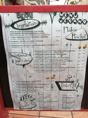 Menú vegetariano y vegano at Rocket Café in Tenerife