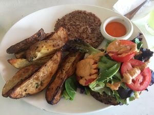 Lentil quinoa burger at Soulshine in San Diego