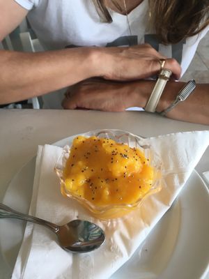 Mango mousse for dessert! at Soulshine in San Diego