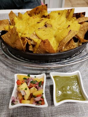 Nachos with salsa on the side at Soulshine in San Diego