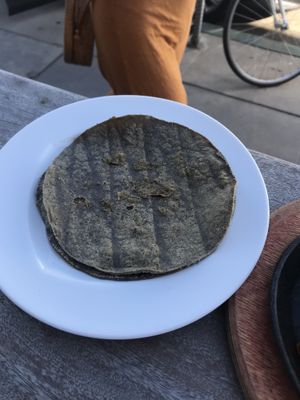 Blue corn tortillas  at Soulshine in San Diego