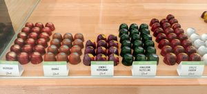 Vegan selection. $2.50 per chocolate. at Only Mine Chocolate Factory in Olinda