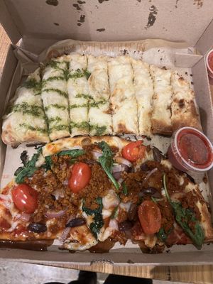 Take Two - Half 11” pizza and cheese bread  at Blaze Pizza in Rochester