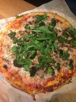 Two topping with vegan cheese  at Blaze Pizza in Rochester