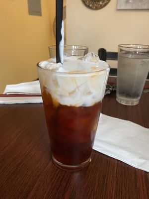 Thai iced tea made vegan (coconut milk in place of dairy) at The Happy Elephant in Manzanita