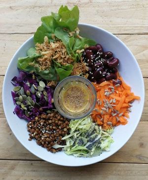 Buddha bowl at Au Bonheur des Chats in Lyon