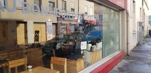 From outside at Au Bonheur des Chats in Lyon