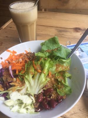 Un repas sain et frais  at Au Bonheur des Chats in Lyon