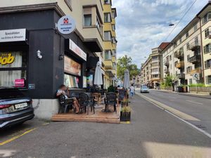 Outdoor seating at Mesob in Zurich