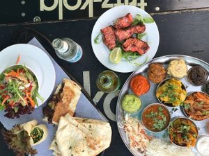 Got a mix of Taster platter for 2, delicious naan breads, veg burritos and got a tandoori oven baked Delachs!!! trust me, its soooo tasty! Mostly vegetarian options.  at W Der Imbiss - Prenzlauer Berg in Berlin