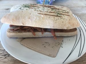 Posh roll with maple b*con at The Glasvegan in Glasgow