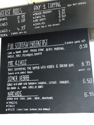 Menu at The Glasvegan in Glasgow
