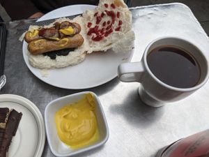Vegan sausage and black pudding breakfast roll at The Glasvegan in Glasgow