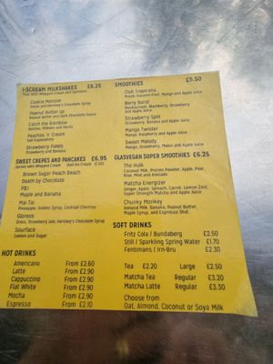 Breakfast menu at The Glasvegan in Glasgow